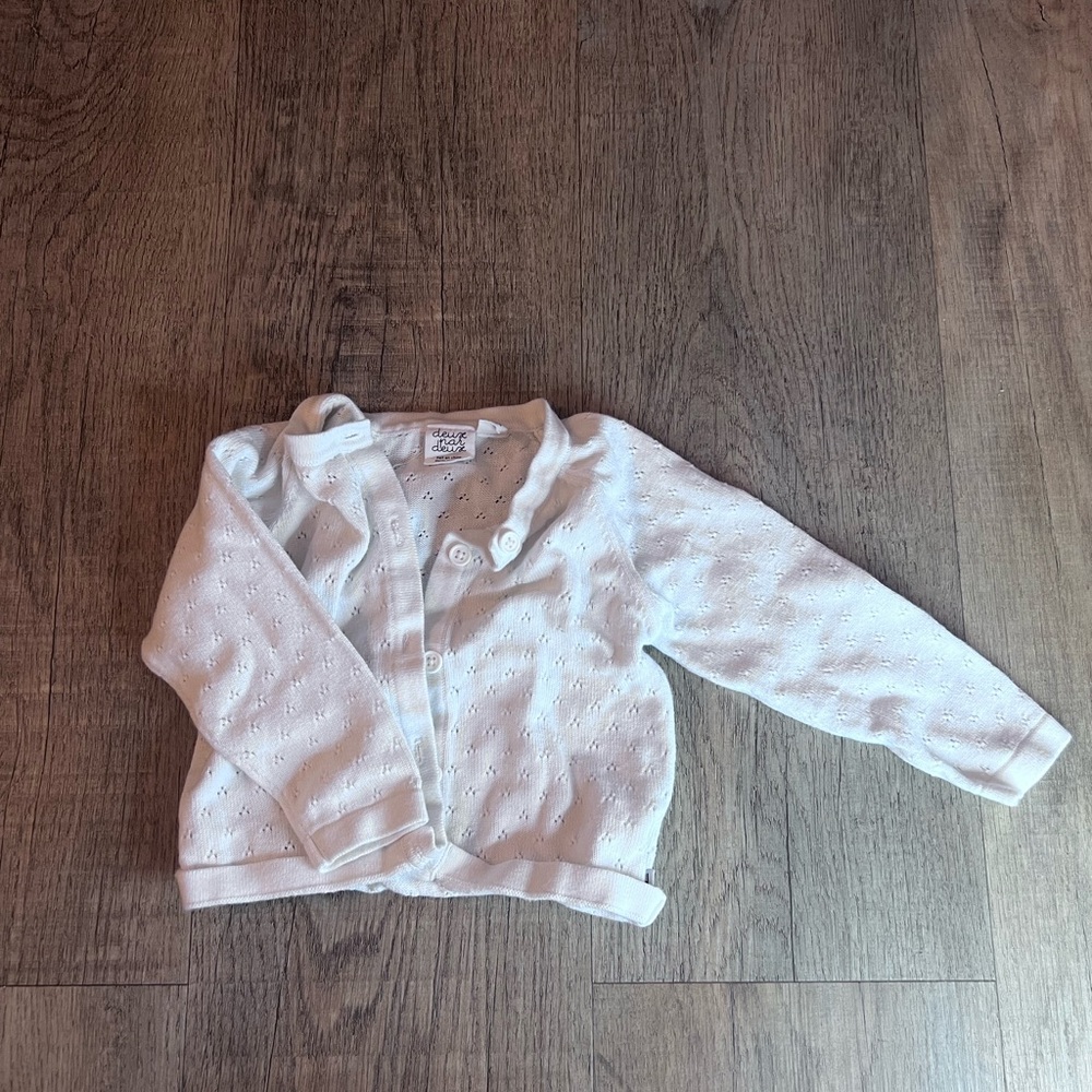 Deux Par Deux Cream Baby Sweater
